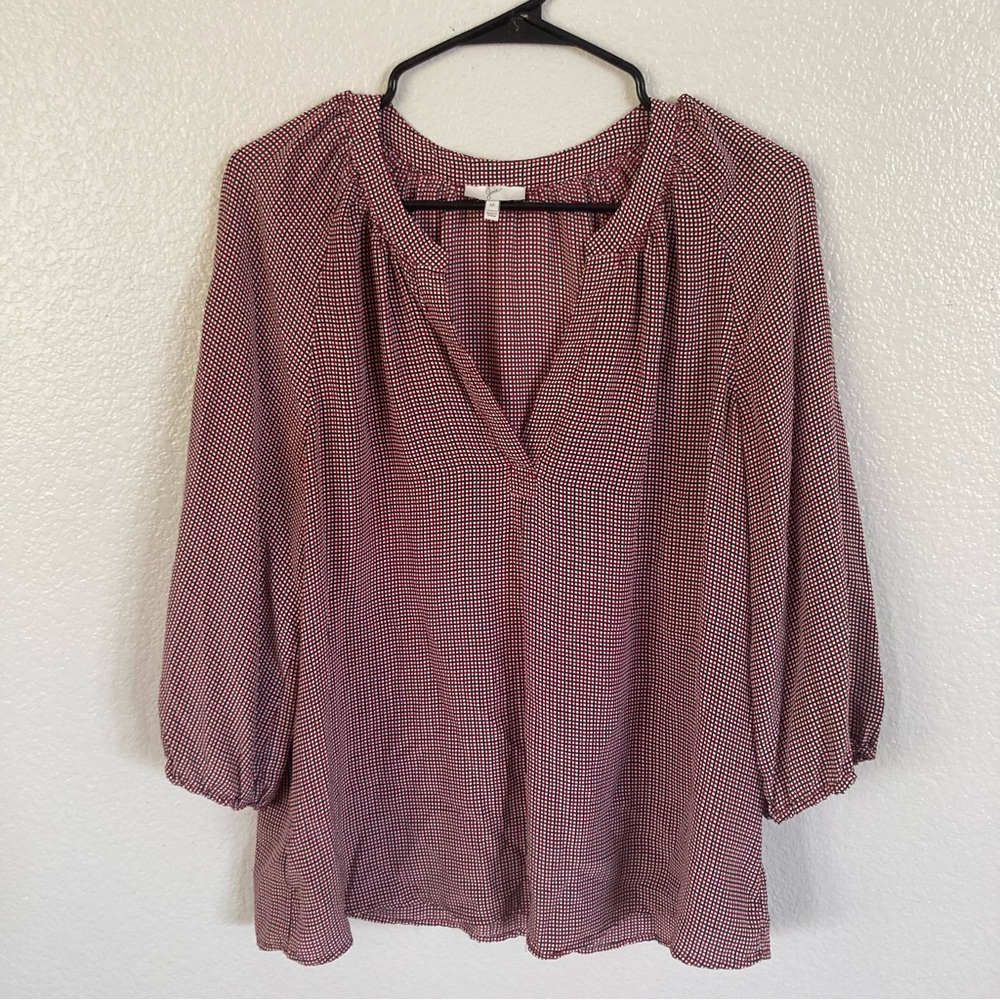 Joie Red and Black Checkered Blouse